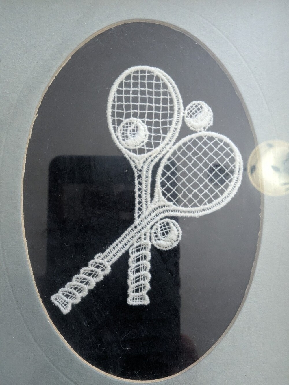 Unique Vintage Framed Lace Embroidery Tennis racket Bruges, Belgium *read* - Picture 2 of 6